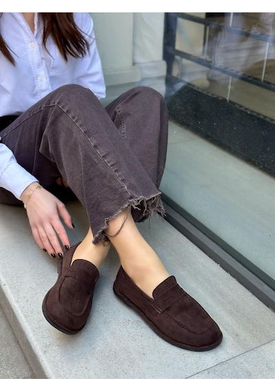 Erva'nın Butiği Kahve Süet Daria Kadın Casual Günlük Ayakkabı-6134