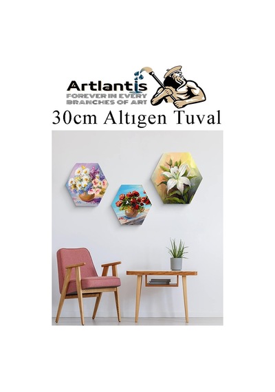 Altıgen Tuval 30 Cm 2 Adet Arkadan Zımbalı Astarlı Resim Tuvali Akrilik Boya Yağlı Boya Altıgen Şekil Tuval Ressam Sanat