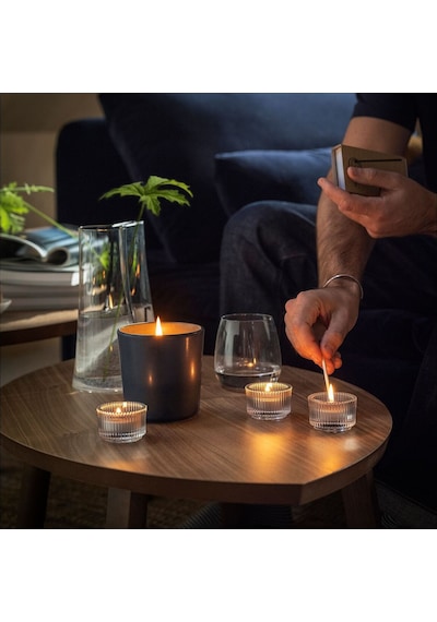 Kokulu Tealight Mum, Siyah-turkuaz, 3.5 Saat, Güve Otu Ve Sardunya Siyah
