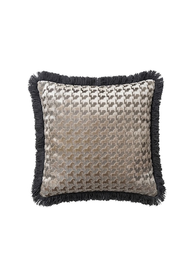 "troya" Püsküllü Kırlent Kılıfı - 45x45 - Füme