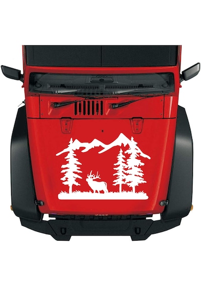 Avcı Orman Ve Dağ Sticker - 4x4 Off Road Adventure Sticker - Araba Oto Karavan Sticker - 02170 40x28 Cm