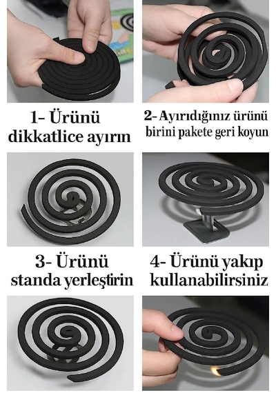 10 Lu Doğal Esansı Sineksavar Set Yavaş Yanan, İç İçe Geçmeli Spiral Tütsü Etkili Koruma Dış Mekan