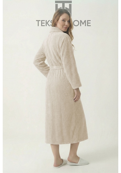 %100 Pamuklu Unisex Bornoz Şalyaka Cepli Büyük Beden 3xl 4xl Erkek Kadın Bornoz Kahve