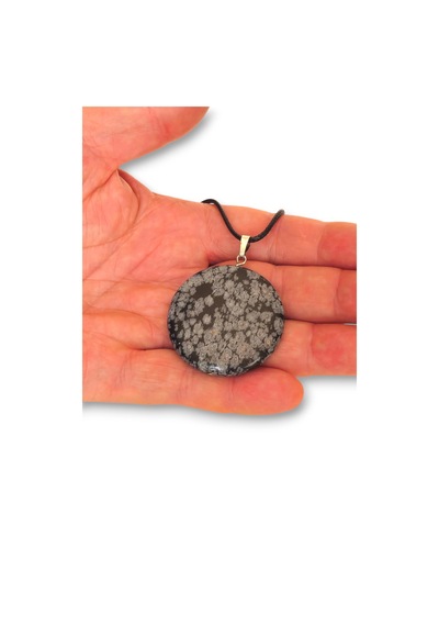 Kartanesi Obsidyen Yuvarlak Kesim Kolye 463-2 Siyah