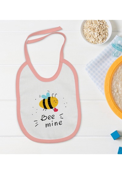Bk Kids Bee Mine Tasarımlı Pembe Bebek Mama Önlüğü Pembe
