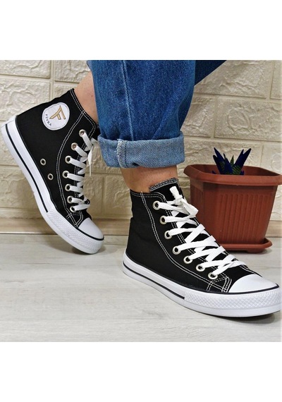 Fiyra 555 Siyah-beyaz Uzun Unisex Sneaker Keten Spor Ayakkabı 001