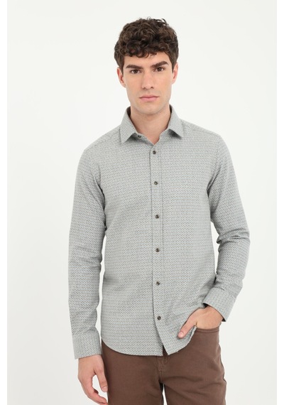 Dufy Erkek Slim Fit Uzun Kol Kahve Gömlek-18724