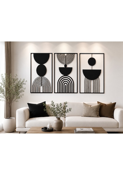 3 Parça Modern Geometrik Duvar Dekoru Siyah Mdf Lazer Kesim 40x60 Cm Her Parça Minimal Salon Tablosu 3 Parça Modern Geometrik Duvar Dekoru Siyah Mdf Lazer Kesim 40x60 Cm Her Parça Minimal Salon Tablosu