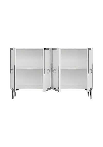 Ka1233bs Seza120 Konsol, Kahve Köşesi Ve Tv Sehpası, Çok Amaçlı Dolap Beyaz - Sılver 120cm