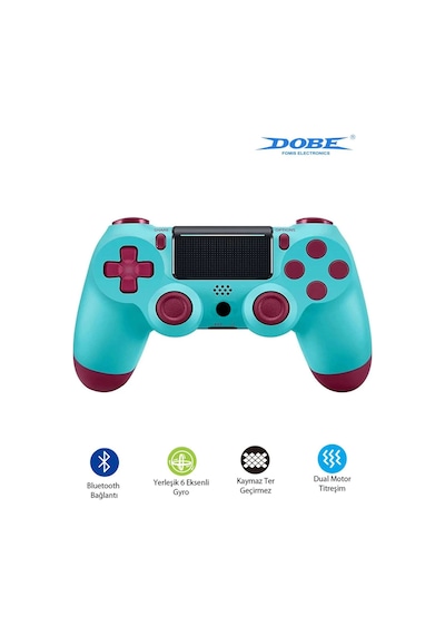 Ps4-pc-android Box-android-Apple Uyumlu iOS Telefon Tablet Titreşimli Bluetooth Oyun Kolu Turkuaz