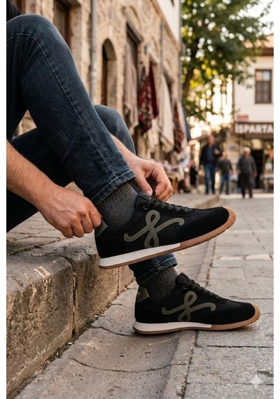 Pepita E472 Rahat Özel Tasarım Spor Sneaker Erkek Ayakkabı Siyah