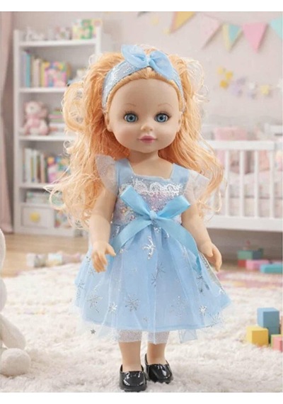 İngilizce Şarkılı Fonksiyonlu Kız Bebek - 36 Cm Yumuşak Et Bebek Dokulu Vinil