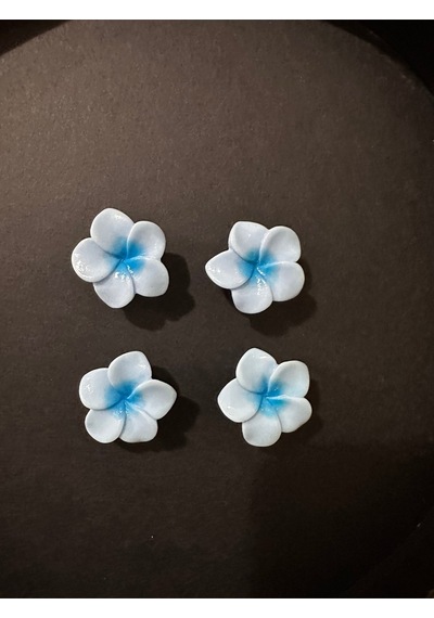 Terlik Süsü Mavi Lotus Çiçeği 3d Plastik 2 Adet