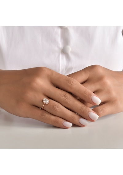 Kuyumcudukkani Beyaz Baget Taşlı "tektaş"yüzük-10437-r-w Rose Gold