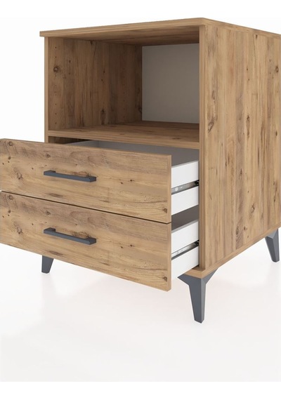 Kronos Komodin Tek Raflı 2 Çekmeceli 60x59x80 Çam-çam Atlas Çam