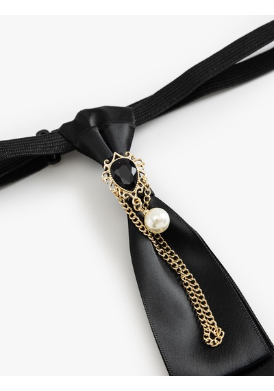 Koton Kravat Choker Kolye Broş Detaylı Siyah 6wak70498aa