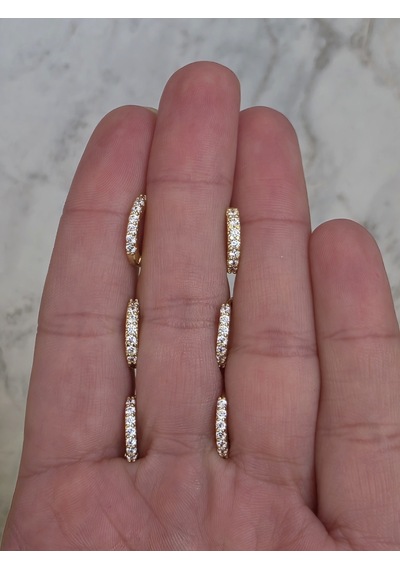 6'lı Zirkon Taşlı Gold Renk Küpe Seti 1cm Altın