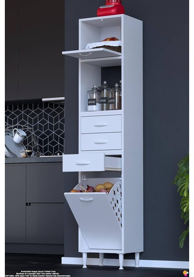 Asaf 35 Cm Sepetli Beyaz Mutfak Dolabı Tek Kapaklı Kahve Köşesi Organizer Dolap 35x194x32 Cm Asaf 35 Cm Sepetli Beyaz Mutfak Dolabı Tek Kapaklı Kahve Köşesi Organizer Dolap 35x194x32 Cm