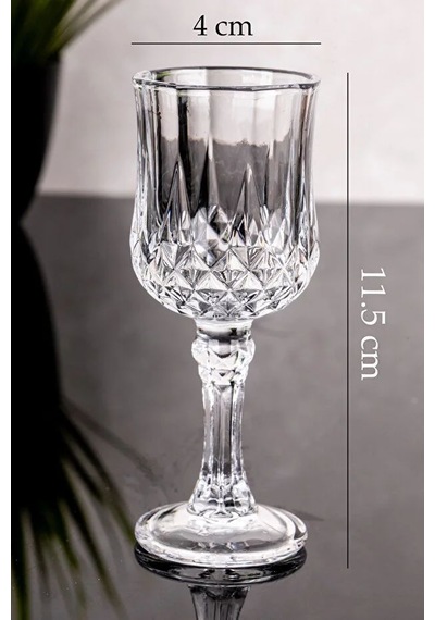 6'lı Kristal Lale Desen Kahve Yanı Su Bardağı Seti 50 Ml-6lı Ayaklı Kahve Yanı Su Bardağı Şeffaf