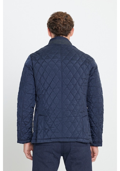 AC&Co / Altınyıldız Classics Erkek Standart Fit Normal Kesim Dik Yaka Desenli Overcoat Lacı Lacivert