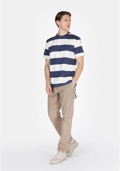 Colin's Colins Comfort Fit Yuvarlak Yaka Çizgili Erkek Lacivert Kısa Kol Tişört Cl1073099 Cl1073099 Q1.v1 Nav Lacivert