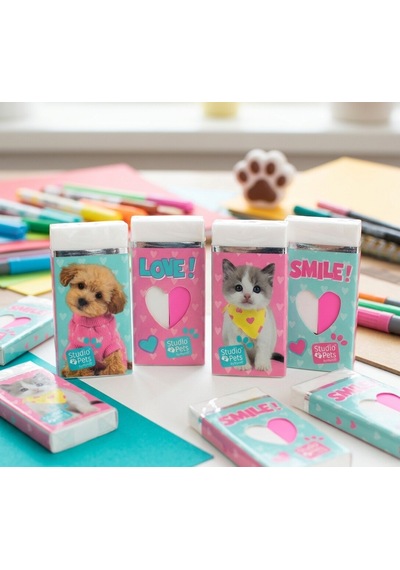 Bakgelal Studio Pets Lisanslı Silgi Kedi Köpek Desenli Çocuk Okul Kırtasiye Silgisi - 9020877857706
