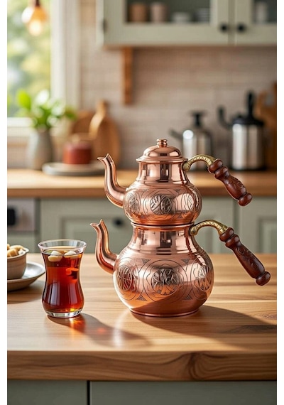 Dmt Copper Home Bakır Büyük Boy Çaydanlık El Keski Gaziantep Üretimi Bakır