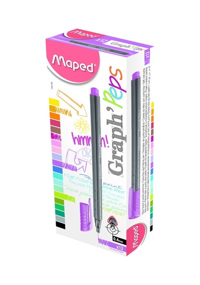 Maped Fineliner Keçe Uçlu Kalem 12'li Mor