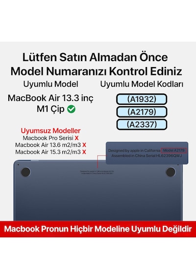 Macbook Air İle Uyumlu Polikarbonat Sert Koruyucu Çizilme Ve Darbe Önleyici Kılıf A2337 A2179 A1932 Baskılı - 2, 13.3 İnç 2018-2022 Arası M1 İşlemci Belirtilmemiş