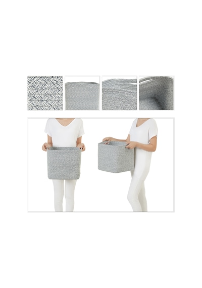 Ocean Home Textile Gri Kırçıllı Pamuklu Sepet 30 x 30 x 30 cm