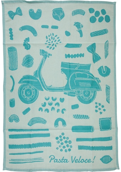 Vespa Desenli Mutfak Havlusu - Pasta Veloce Turkuaz / Sıp Görseldeki Renk