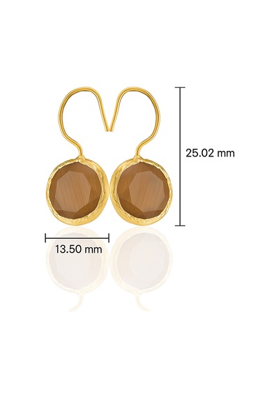 Kadir Jewellery 22 Ayar Altın Kaplama Kadın Taşlı Küpe -el İşçiliği Ve Hipoalerjenik Küpe -e01 Kahverengi