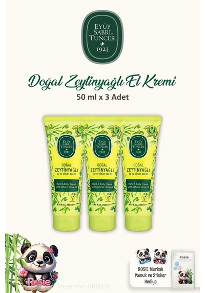 Eyüp Sabri Tuncer Doğal Zeytinyağlı El Kremi 3 Adet 50 Ml Ve Rosıe 60'lı Pamuk