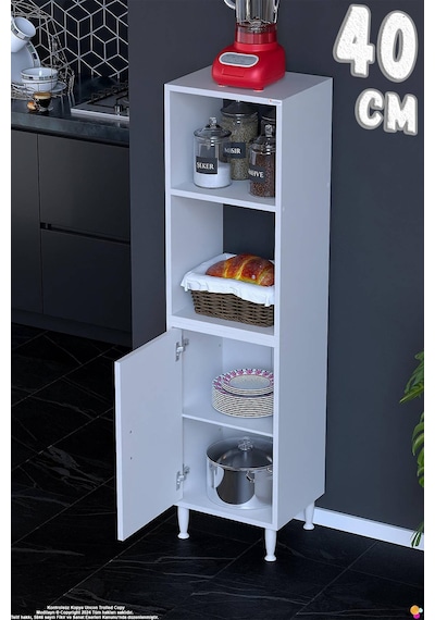 Duru 40 Cm Çok Amaçlı Mutfak Dolabı Bölmeli Kiler Düzenleyici Raflı Banyo Dolabı 40x150x32 Cm Beyaz Duru 40 Cm Çok Amaçlı Mutfak Dolabı Bölmeli Kiler Düzenleyici Raflı Banyo Dolabı 40x150x32 Cm Beyaz