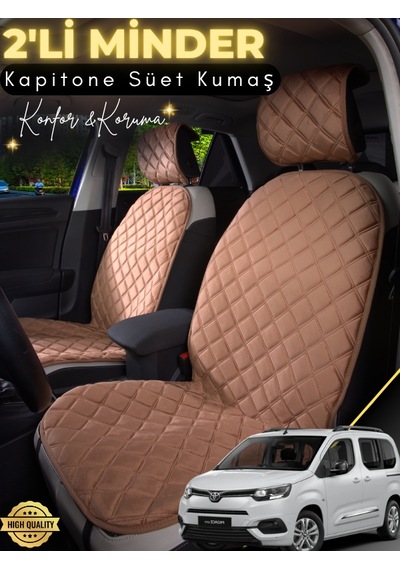 Toyota Proecity Uyumlu 2'li Süet Oto Koltuk Minderi Terletmez Universal Su Geçirmez A1 Kahverengi