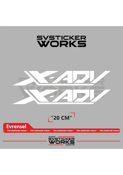 Honda X-adv 750 Sticker Uyumlu Yazı Yüksek Kalite Özel Kesim Folyo 2'li Set Beyaz