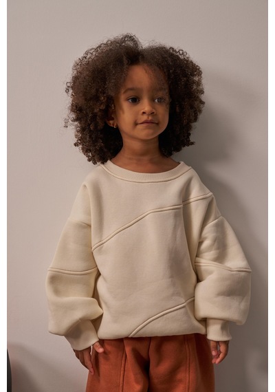 Honey Dikiş Detaylı Sweatshirt Krem