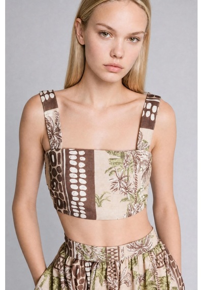 Defacto Regular Fıt Askılı Crop Top Plaj Haki Üstü F5486ax26spkh117 Haki-kh117