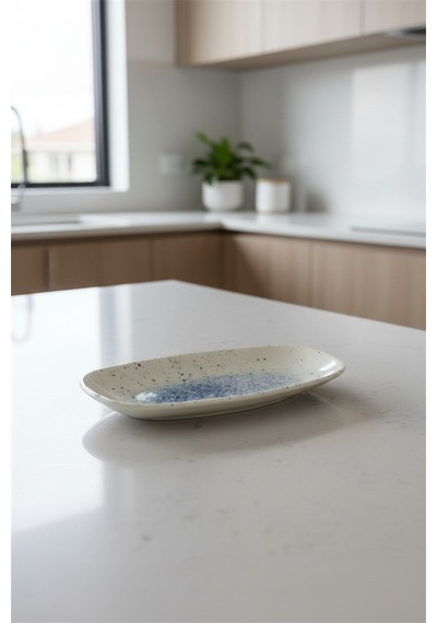 12'li Valencia Oval Kayık Tabak 16cm Dijital Splash Rinart Krem