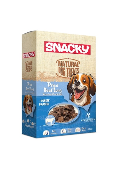 Snacky Kurutulmuş Dana Akciğer Köpek Ödül Maması 80 Gr