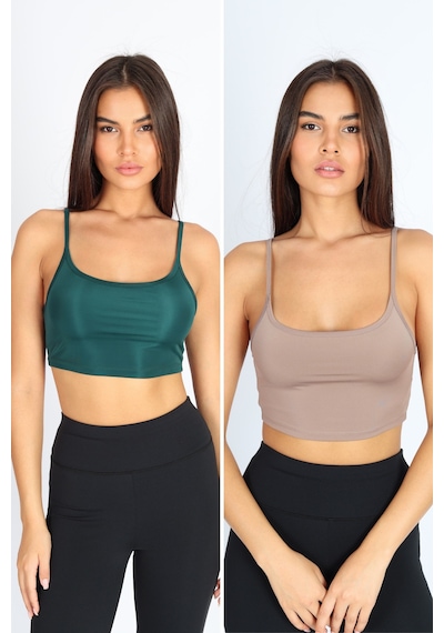 Soft&Basic Kadın 2'li Comfortlux Fit Askılı Spor Sütyeni Spor Bralet Çok Renkli