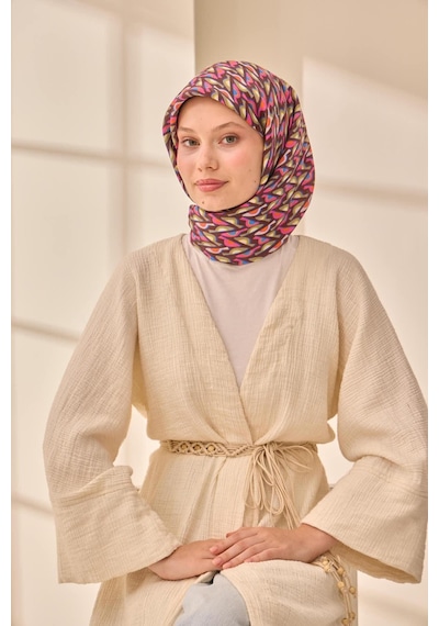 Silk Home Aura Eşarp 140006-27 Mavi, Kahverengi, Vizon, Pembe