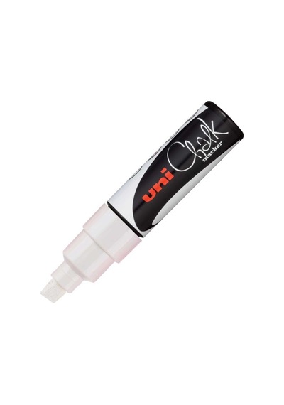 Uni Chalk Marker Wet Wipe Pwe-8K Kesik Uçlu Tebeşir Kalemi Beyaz