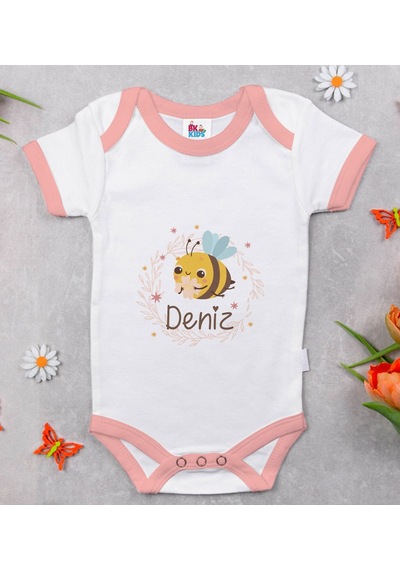 Bk Gift Bk Kids Kişiye Özel Pembe Bebek Body Zıbın - Model 162