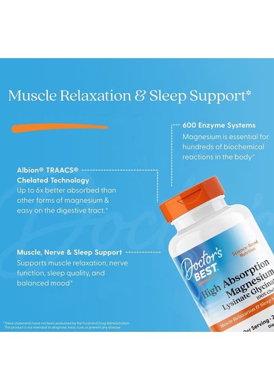 Doctor's Best High Absorption Magnesium Glycinate Lysinate Chelated Albion Traacs 240 Tablet