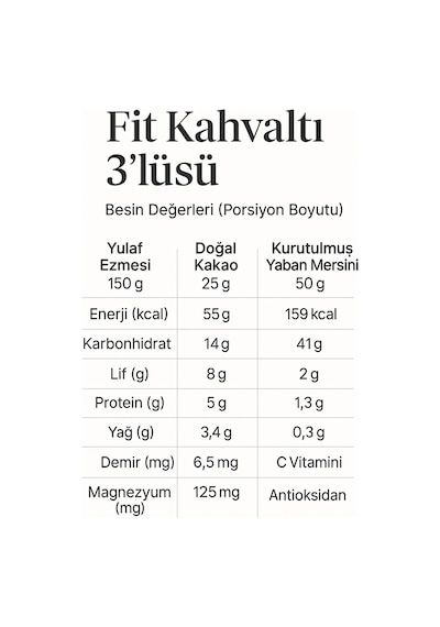 Kurutulmuş Yaban Mersinli Fit Kahvaltı Seti Yulaf -doğal Ham Kakao - Lifli Katkısız