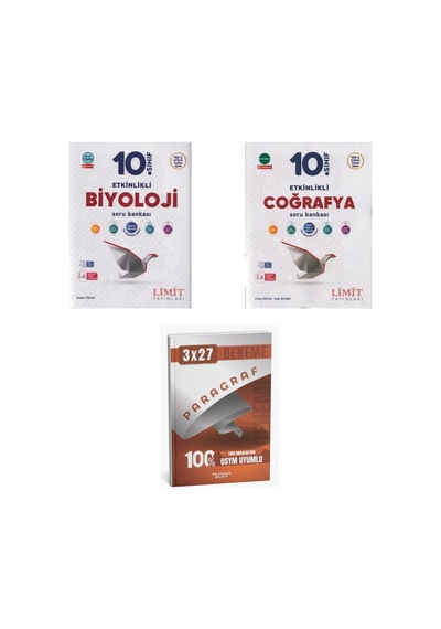 2027 Limit 10. Sınıf Etkinlikli Biyoloji + Coğrafya Soru + Anla Kazan Paragraf Deneme 3'lü Set