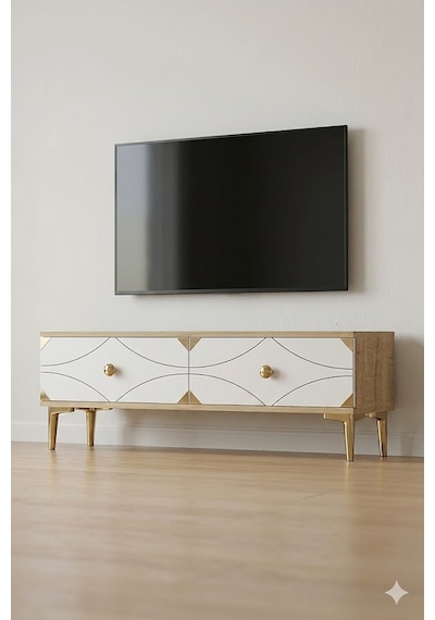 Tsa1297dbg Alfa Tv Sehpası Safirmeşe-beyaz-gold 120cm