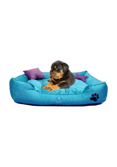 Mavi Vitrin İsme Özel Yıkanabilir Ultrasoft Küçük Irk Köpek ve Kedi Yatağı 50 x 40 CM