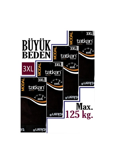 Mataş Tatkan - 4'lü - Battal - Penye Modal Erkek Boxershort Siyah